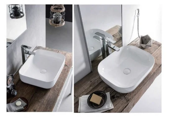 6043 Modern Sanitaryware White Rectangular Ceramic Bathroom Sink Art Handwash Basin