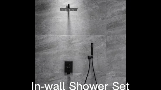 Modern Black Brass Rainfall Shower Set Bathroom Bath Shower Faucet 