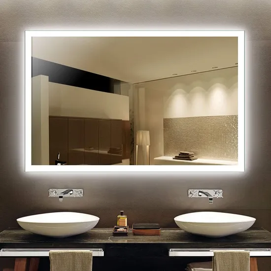 Bathroom TV Mirror Frameless Round Backlit Front