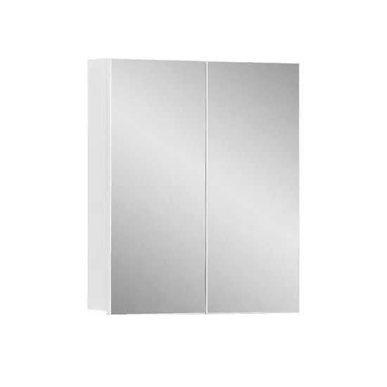 White 2 Doors 2 Shelves Wall Mounted Storage Morden Bathroom Mirrored Cabinet 