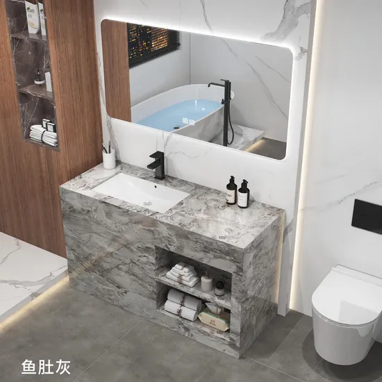 Bathroom Wall Mounted Marble Stone Wash Basin Sink Vanities Lighting Cabinets